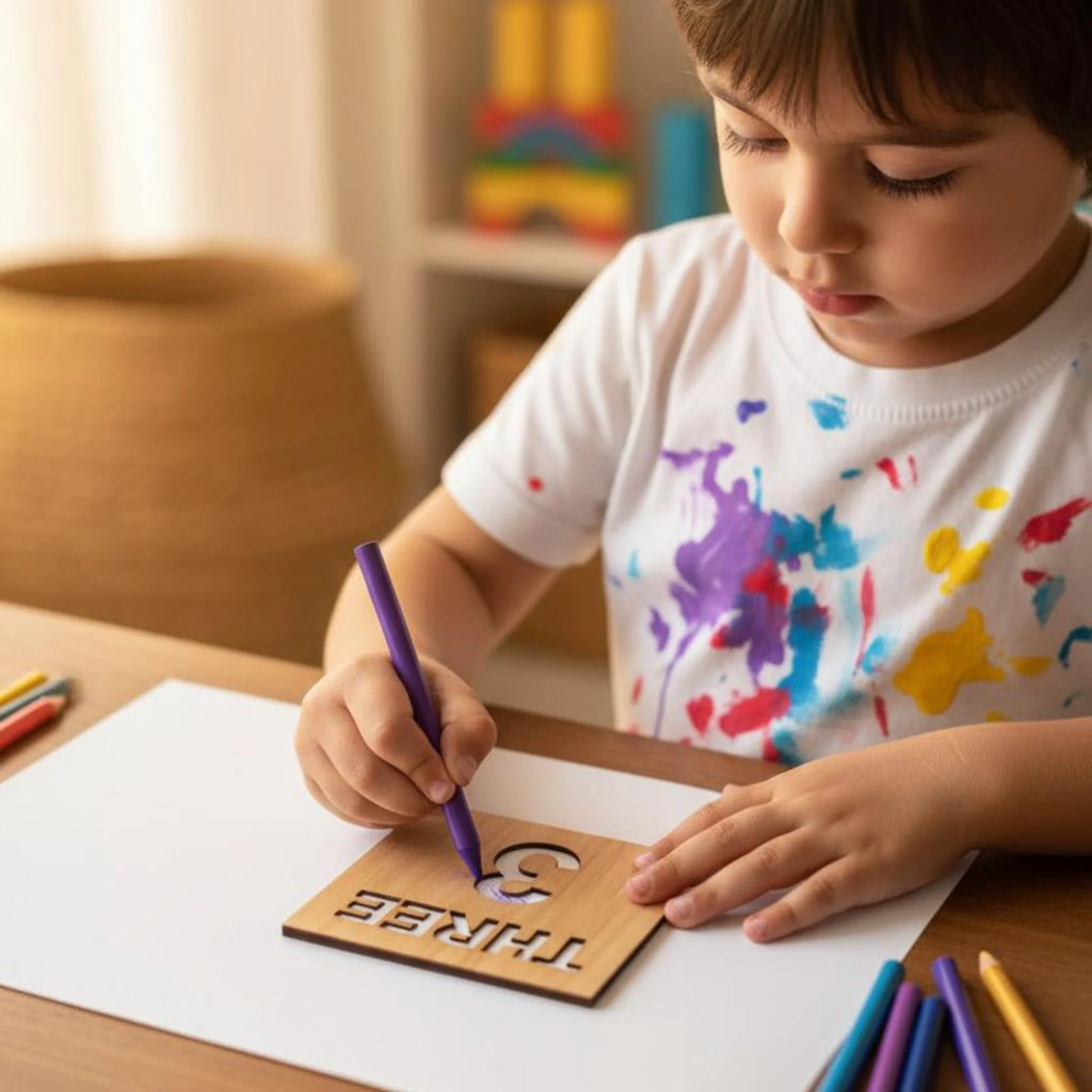 Wooden Number Stencil Learning Set (1–10)