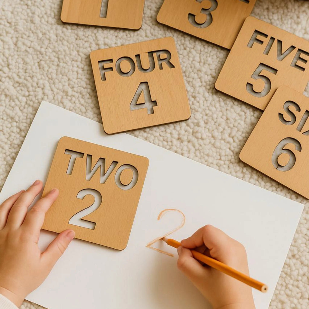 Wooden Number Stencil Learning Set (1–10)