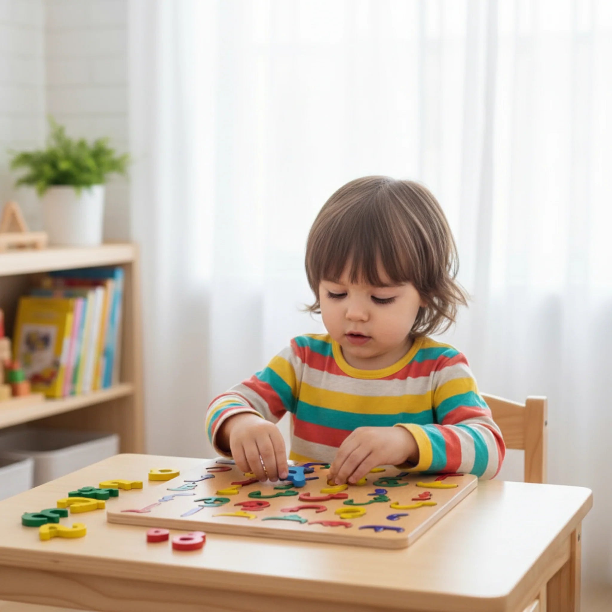 Montessori 4-in-1 Wooden Learning Puzzle Set (English, Urdu, Numbers & Alphabets)