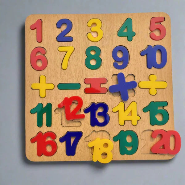 Montessori Wooden Numbers & Math Symbols Puzzle Board