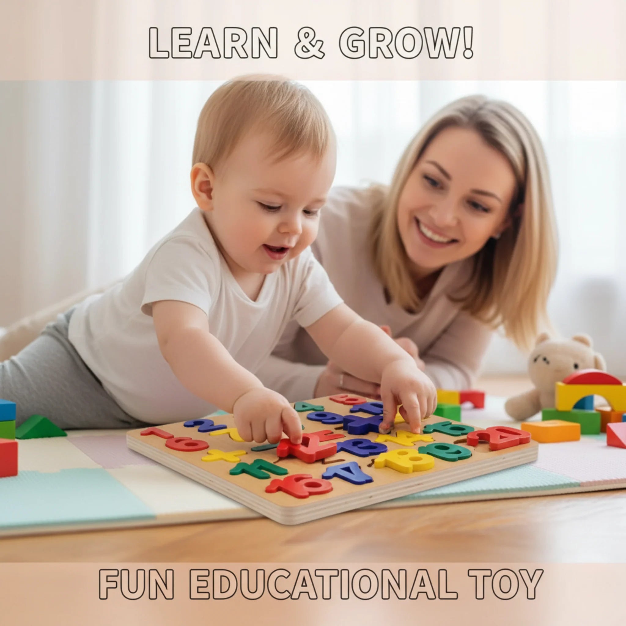 Montessori Wooden Numbers & Math Symbols Puzzle Board