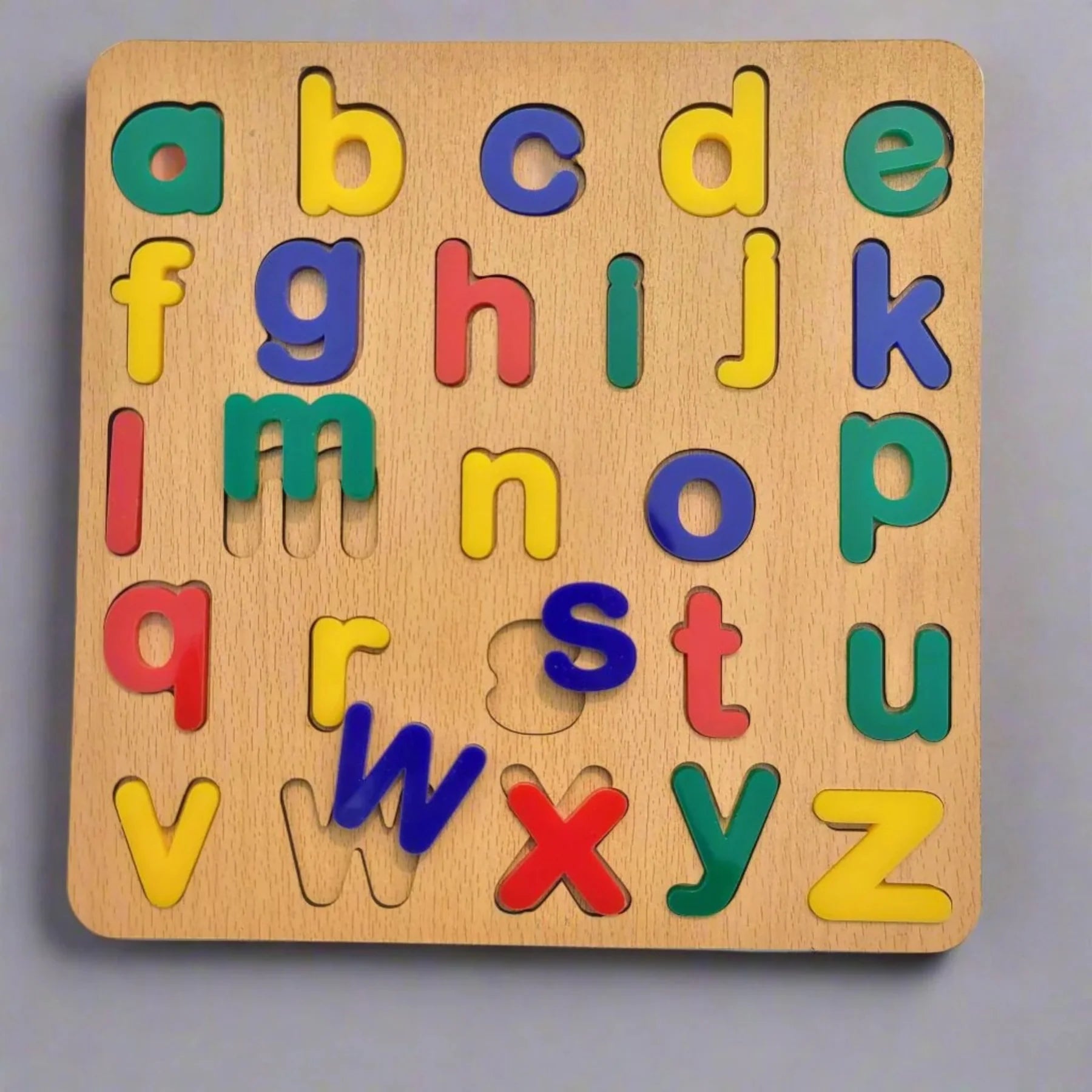 Montessori Wooden English Alphabet Puzzle Board (Lowercase a–z)