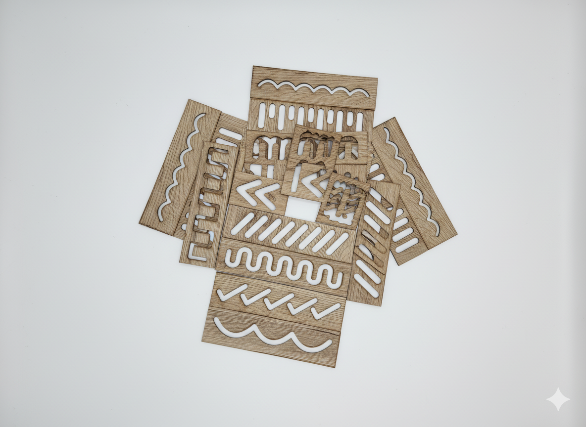 Wooden Drawing Stencils Kit – Creative Shapes & Patterns